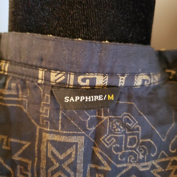 Beautiful Sapphire Black & Gold Dress - Medium - Picture 4 of 6